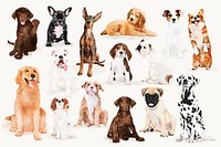 Watercolor dog illustrations, pet design set vector