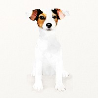 Cute dog watercolor illustration, Russell Terrier