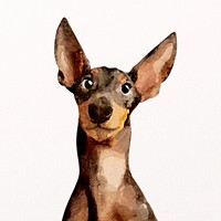 Miniature Pinscher dog watercolor illustration, pet design psd