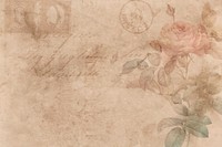 Vintage rose background with handwriting and postmark vector 