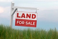 Land for sale sign, real estate design background