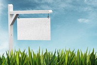 Blank sign, land for sale on grass design