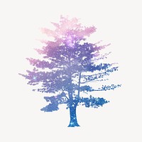 Aesthetic holographic tree isolated on white, nature design psd