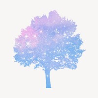 Aesthetic tree, holographic isolated on white, nature design