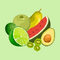 Fruits clipart, healthy illustration design vector