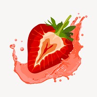 Strawberry splash clipart, fruit illustration design psd