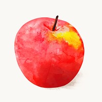 Watercolor red apple clipart, fruit illustration vector art