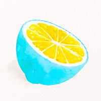 Watercolor blue lemon clipart, fruit illustration psd