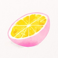 Watercolor pink lemon clipart, fruit illustration psd