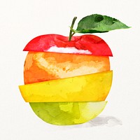 Watercolor apple illustration, eat variety of fruit drawing graphic