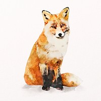 Fox watercolor illustration, animal design psd