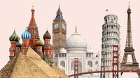 World landmarks HD wallpaper, travel remixed media background psd