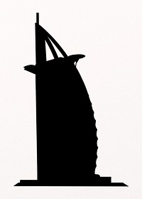 Burj Al Arab silhouette, famous Dubai hotel clipart psd