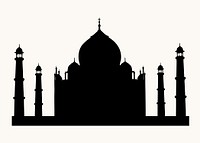 Taj Mahal silhouette illustration, India's historical landmark vector