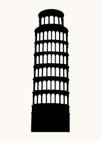 Leaning Tower of Pisa silhouette clipart vector