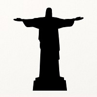Christ the Redeemer silhouette clipart, famous statue in Brazil