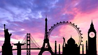 Purple sky HD wallpaper, tourist attractions silhouette