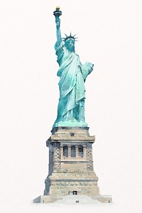 Statue of Liberty watercolor illustration, New York's famous attraction psd