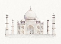 Watercolor Taj Mahal background, aesthetic architecture