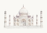 Watercolor Taj Mahal clipart, aesthetic architecture vector