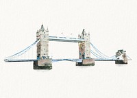 Watercolor Tower Bridge background, London's famous architecture