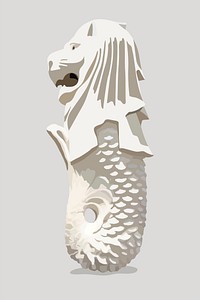 Merlion watercolor illustration, Singapore's famous landmark vector