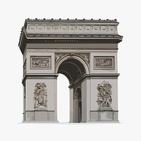 Arc de Triomphe aesthetic illustration, Paris famous monument vectorize