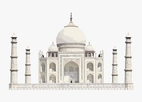 Aesthetic Taj Mahal sticker, Indian historical architecture vector