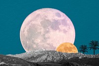 Surreal moon background, space aesthetic remixed media psd