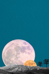 Surreal moon background, space aesthetic remixed media