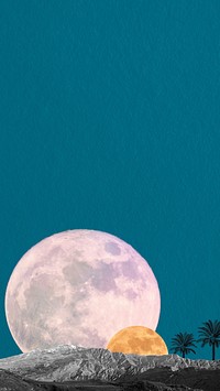 Surreal moon mobile wallpaper, space aesthetic remixed media HD background