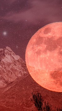 Blood moon iPhone wallpaper, dark fantasy landscape remix background