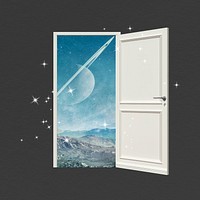 Portal to space door clipart, surrealism art psd