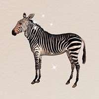 Glittery zebra sticker, surreal animal art psd