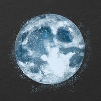 Blue moon sticker, abstract galaxy aesthetic vector