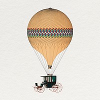 Vintage balloon carriage sticker, old transportation 