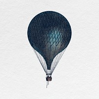 Hot air balloon clipart, vintage transportation psd