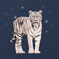 Glittery tiger, surreal sticker, animal collage element vector