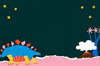 Paper craft dinosaur background, colorful parasaurolophus design