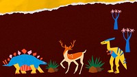 Animal paper craft desktop wallpaper, colorful design