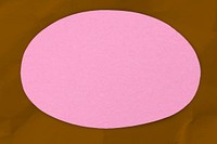 Pink paper oval frame, brown crumpled texture background vector