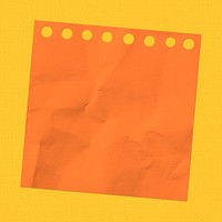 Crumpled orange notepaper, stationery collage element psd