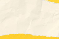 Crumpled beige paper textured background, torn yellow border vector