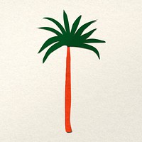 Palm tree paper craft, tropical nature collage element vector