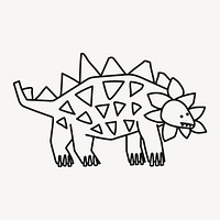 Outline stegosaurus, dinosaur collage element vector