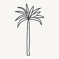 Palm tree, outline collage element psd