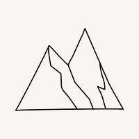 Outline mountain, collage element psd