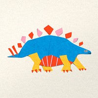 Stegosaurus paper craft, dinosaur collage element vector