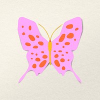 Pink paper craft butterfly, insect collage element psd