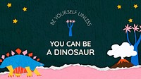 Paper craft blog banner template, cute dinosaur design vector